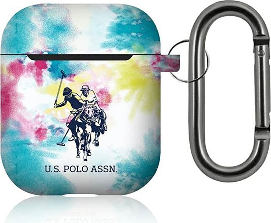 Защитен калъф U.S. Polo Airpods, за Apple Airpods 2, силиконов, силиконов, с карабинер, шарен