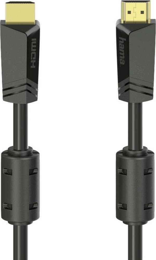 Кабел HAMA High-Speed, HDMI мъжко - HDMI мъжко, 4K, 18GB/s, Ethernet,10 м, Позл. конектори, 2 филтъра, Черен