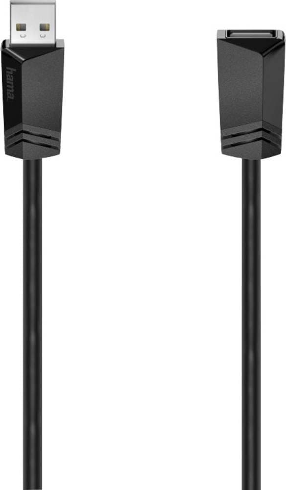 Удължителен кабел HAMA, USB-A женско - USB-A мъжко, 3 м, 480 Mbit/s, Черен
