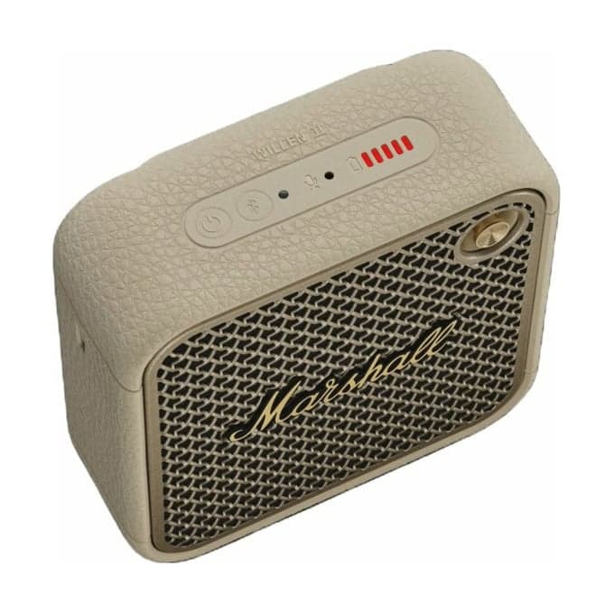 Уникален безжичен портативен аудиофилски спийкър (кремав) - Marshall Willen II Bluetooth Wireless Speaker