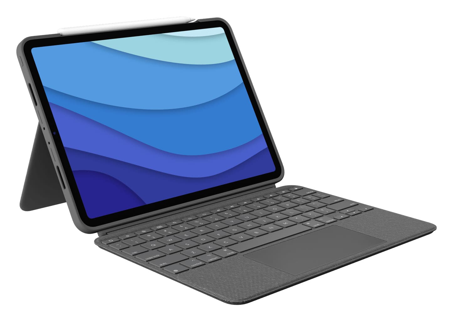 Безжична клавиатура с тракпад и отделящ се кейс с поставка за iPad Pro 11 M2 (2022), iPad Pro 11 M1 (2021), iPad Pro 11 (2020), iPad Pro 11 (2018) - Logitech Combo Touch US (сив)
