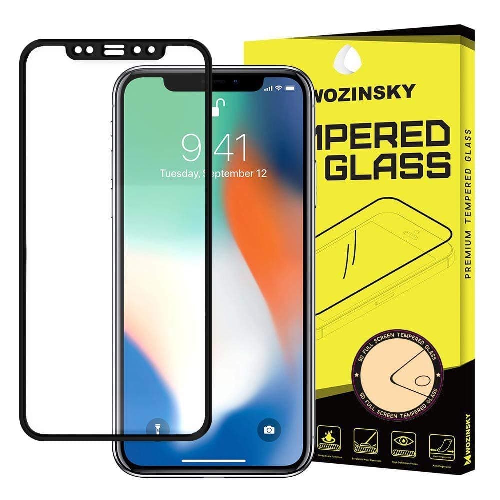 Калено стъклено защитно покритие за дисплея на iPhone 12, iPhone 12 Pro - Wozinsky Full Glue 3D Tempered Glass (черен-прозрачен)