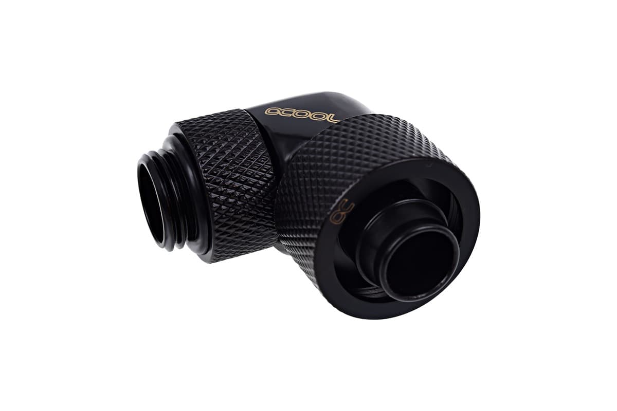 Фитинг Alphacool Eiszapfen, Удължител, 90, 16/10mm, G1/4, Черен мат