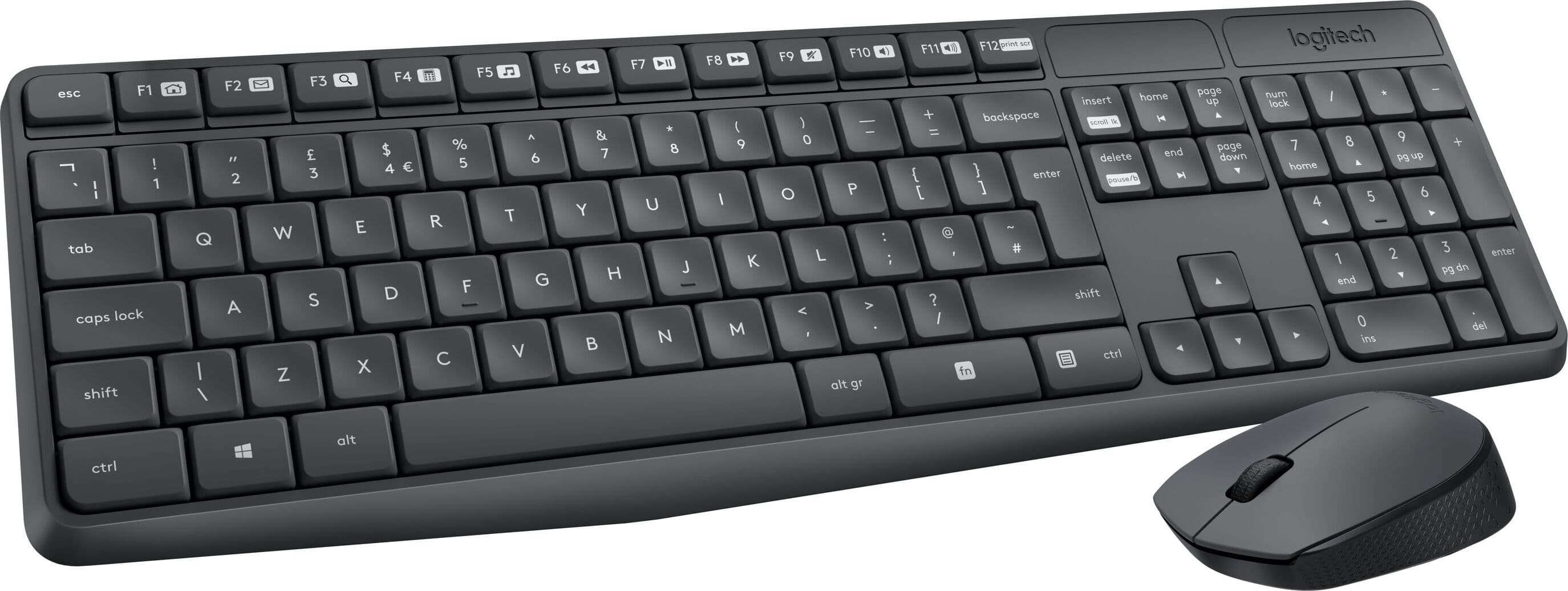 Комплект безжични клавиатура с мишка Logitech MK235, Черен