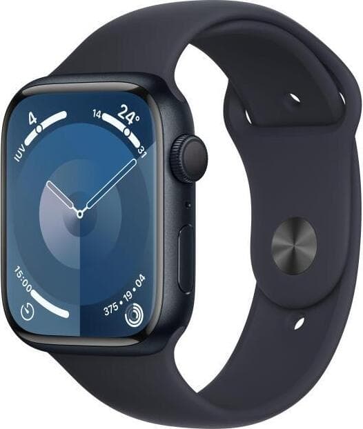 Умен часовник от Apple - Apple Watch Series 9 GPS, 45mm Midnight Aluminium Case with Midnight Sport Band M/L