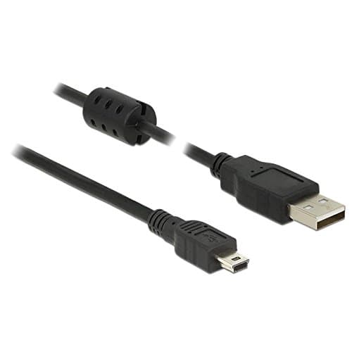Кабел Delock USB 2.0 мъжко към mini-B USB 2.0 мъжко, двойно екраниран, трансфер до 480 Mb/s, 3.0м, Черен