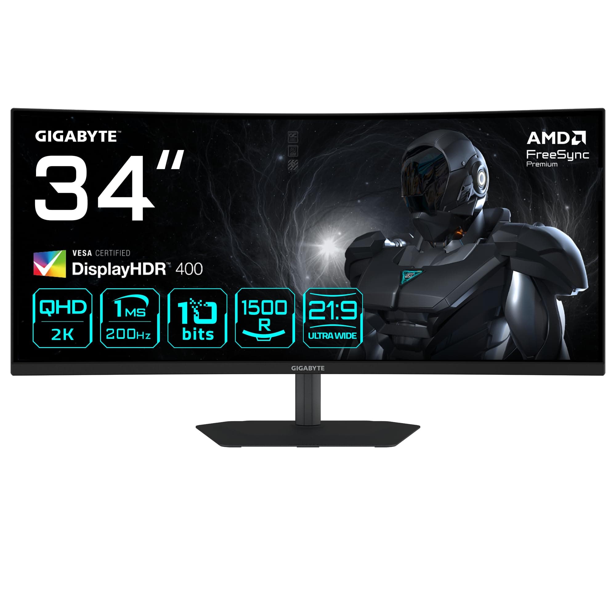 Геймърски Монитор Gigabyte G34WQC2 - 34 VA 1500R WQHD (3440x1440), 200Hz, 1ms, VESA Display HDR400