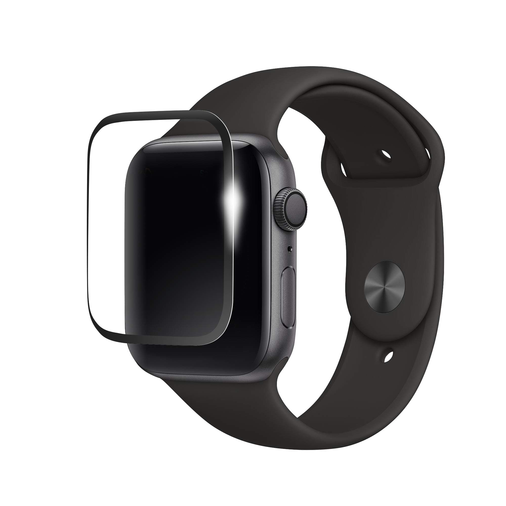 Калено стъклено синтетично покритие с извити ръбове за дисплея на Apple Watch 38мм - BodyGuardz PRTX Tempered Glass Screen Protector (черен)