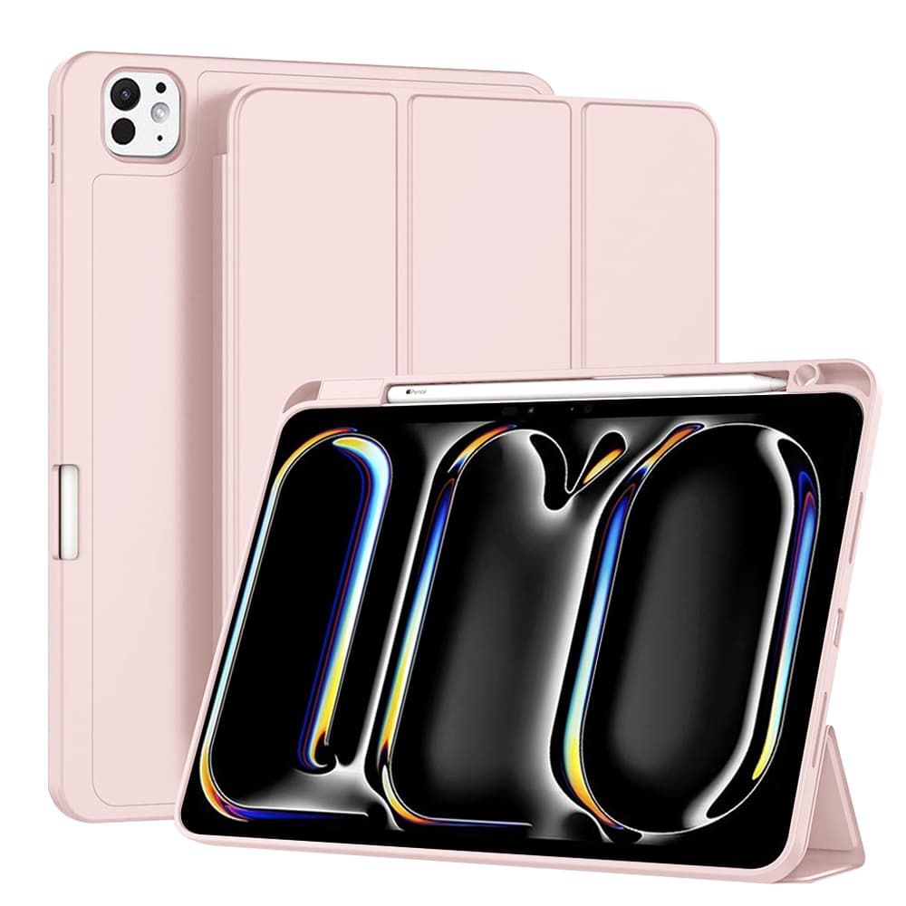 Термополиуретанов (TPU) кейс и поставка за iPad Pro 11 (2024) - Techsuit Flex Trifold Case (розов)