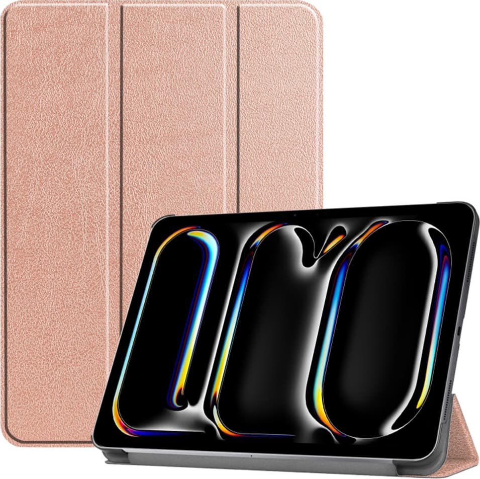 Кожен кейс и поставка за iPad Pro 11 (2024) - Techsuit FoldPro Leather Case (розово злато)