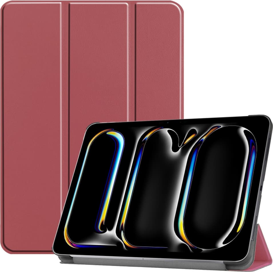 Кожен кейс и поставка за iPad Pro 11 (2024) - Techsuit FoldPro Leather Case (червен)