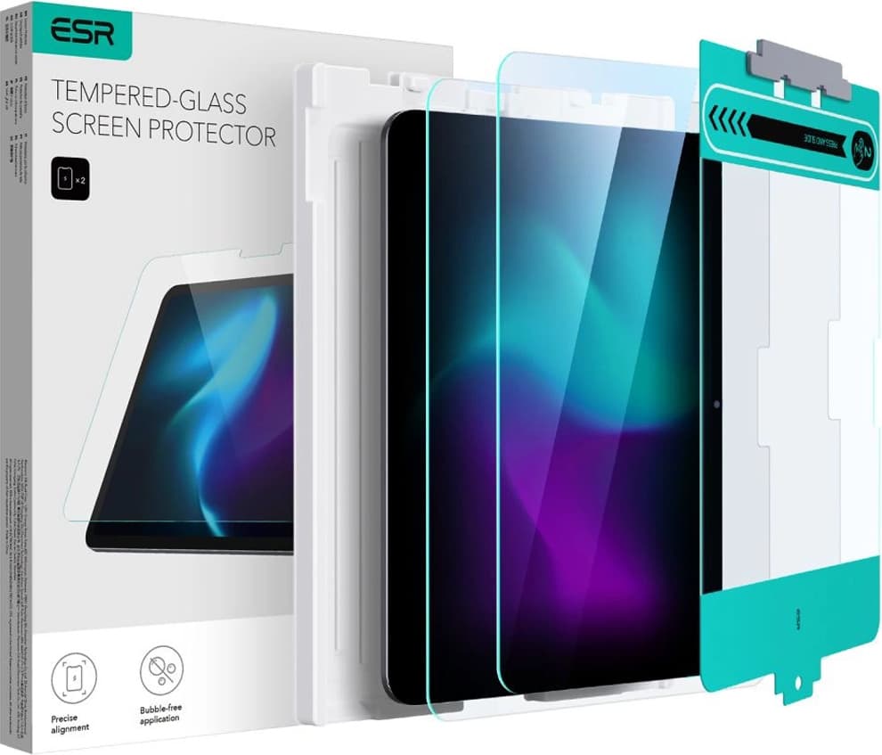 Комплект 2 броя калени стъклени защитни покрития за дисплея на iPad Pro 11 (2024) - ESR Tempered Glass Screen Protector Set (прозрачен)