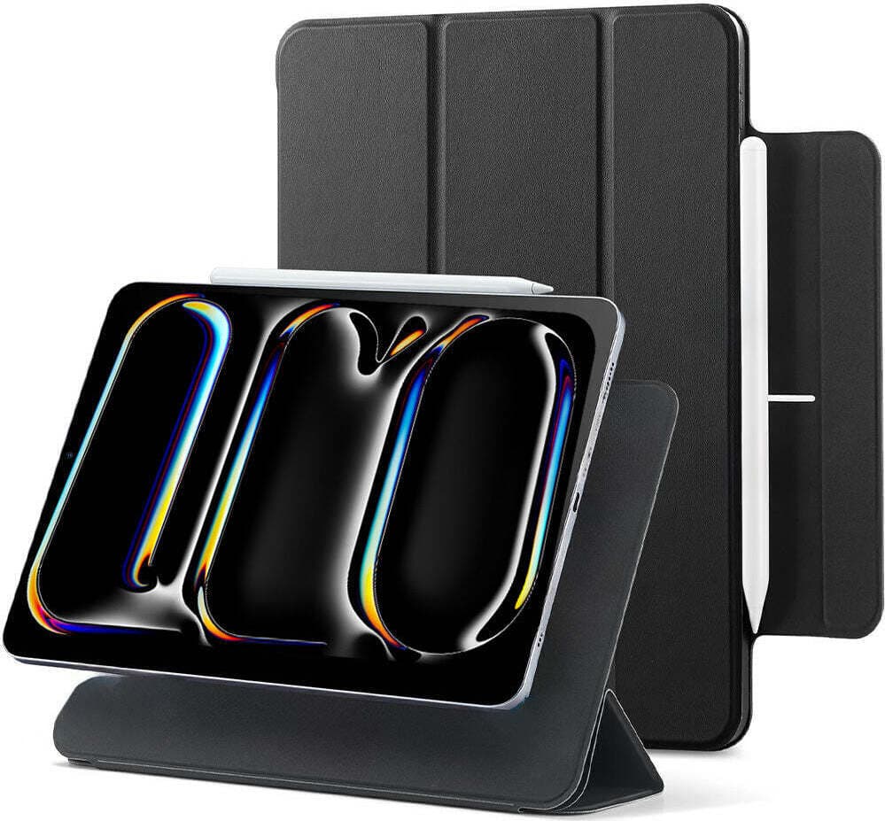Магнитен полиуретанов калъф с поставка за iPad Pro 11 (2024) - ESR Rebound Magnetic Case (черен)