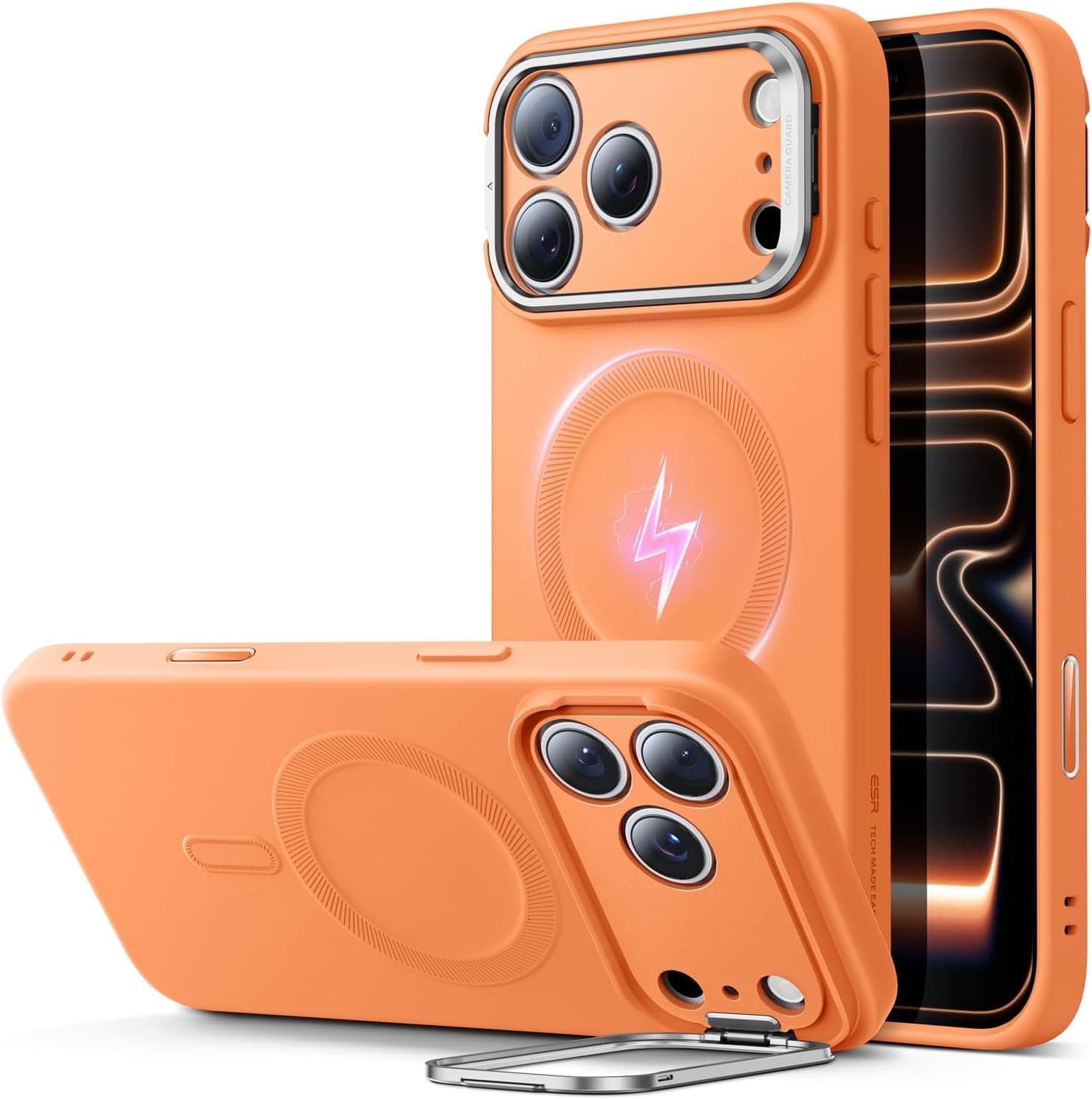 Силиконов (TPU) калъф с MagSafe за iPhone 17 Pro - ESR Cloud Soft МagSafe HaloLock Kickstand (оранжев)