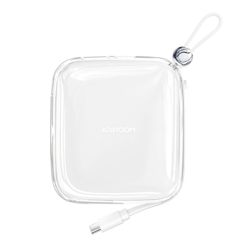 Външна батерия 10000 mAh с вграден Ligtning кабел и USB-C, USB-A и Lightning портове - Joyroom Jelly Power Bank With Lightning Cable 10000mAh (бял)
