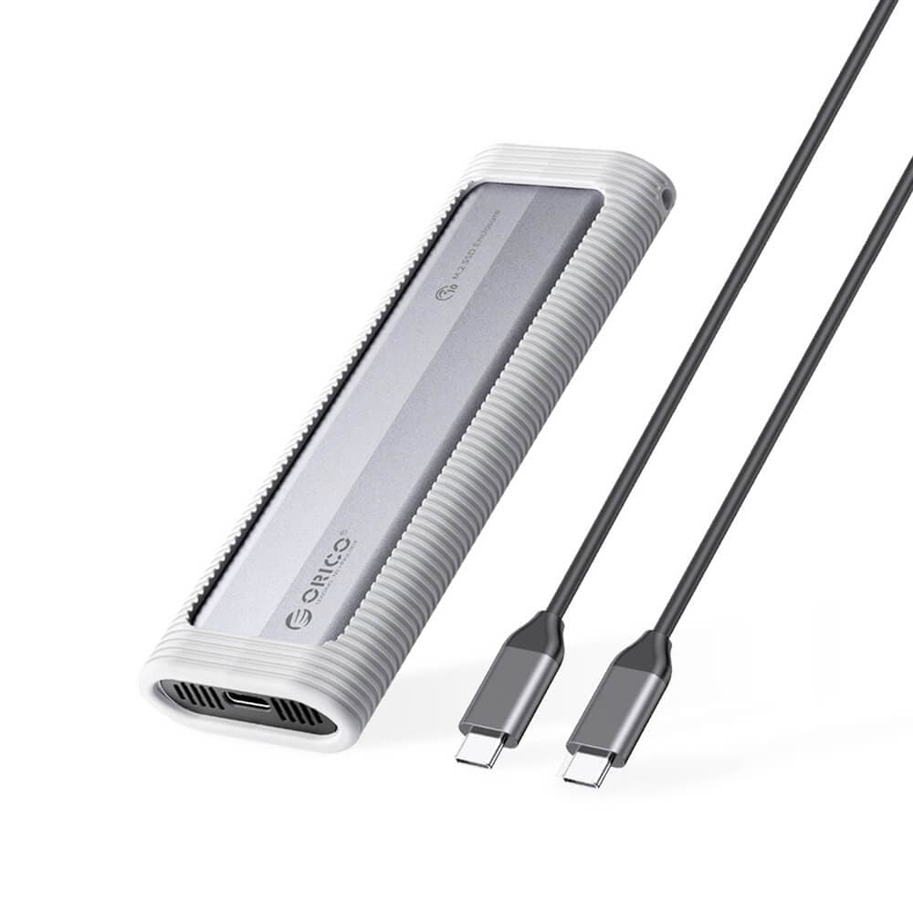 Алуминиева външна кутия с USB-C за M.2 NVMe SATA SSD дискове - Orico AXM2S-G2 External M.2 NVMe/NGFF SATA SSD USB 3.2 Gen 2 Enclosure (сребрист)