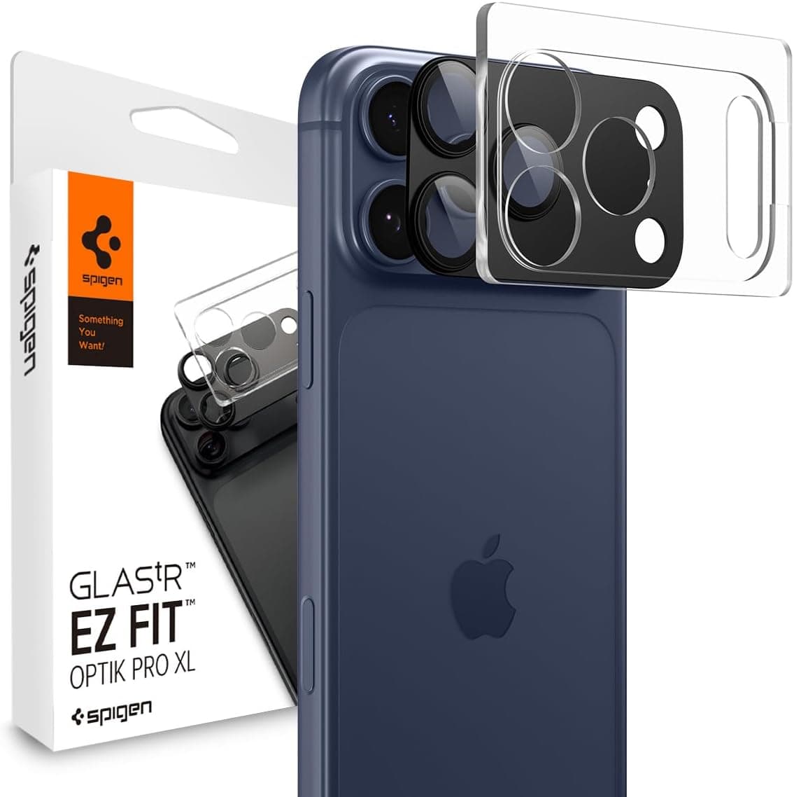 Предпазна плочка за камерата на iPhone 17 Pro - Spigen Glass tR EZ Fit Optik Pro XL (черен)