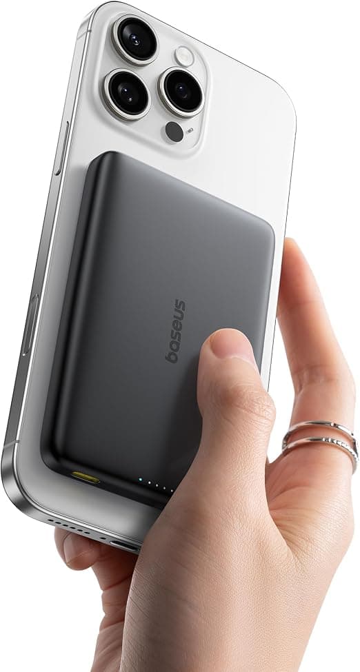 Ултратънка преносима външна батерия с USB-C изход и безжично зареждане с MagSafe - Baseus PicoGo AM41 Ultra Slim Qi2 Magnetic Wireless Charging Power Bank 10000 mAh 27W (черен)