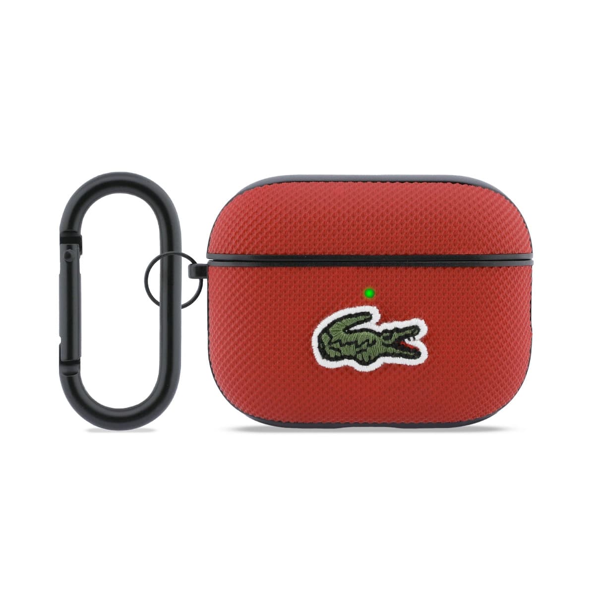 Кожен кейс с карабинер за Apple AirPods Pro 3 - Lacoste PU Petit Pique Croc Logo Patch Case (червен)