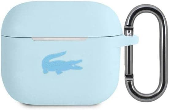 Силиконов калъф с карабинер за Apple AirPods Pro 3 - Lacoste AirPods Pro 3 Liquid Silicone Glossy Printing Logo Case (син)