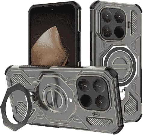 Хибриден удароустойчив кейс с вградена поставка и MagSafe за Xiaomi 15T Pro - Techsuit Carbon Shield Pro Hybrid Case (черен)