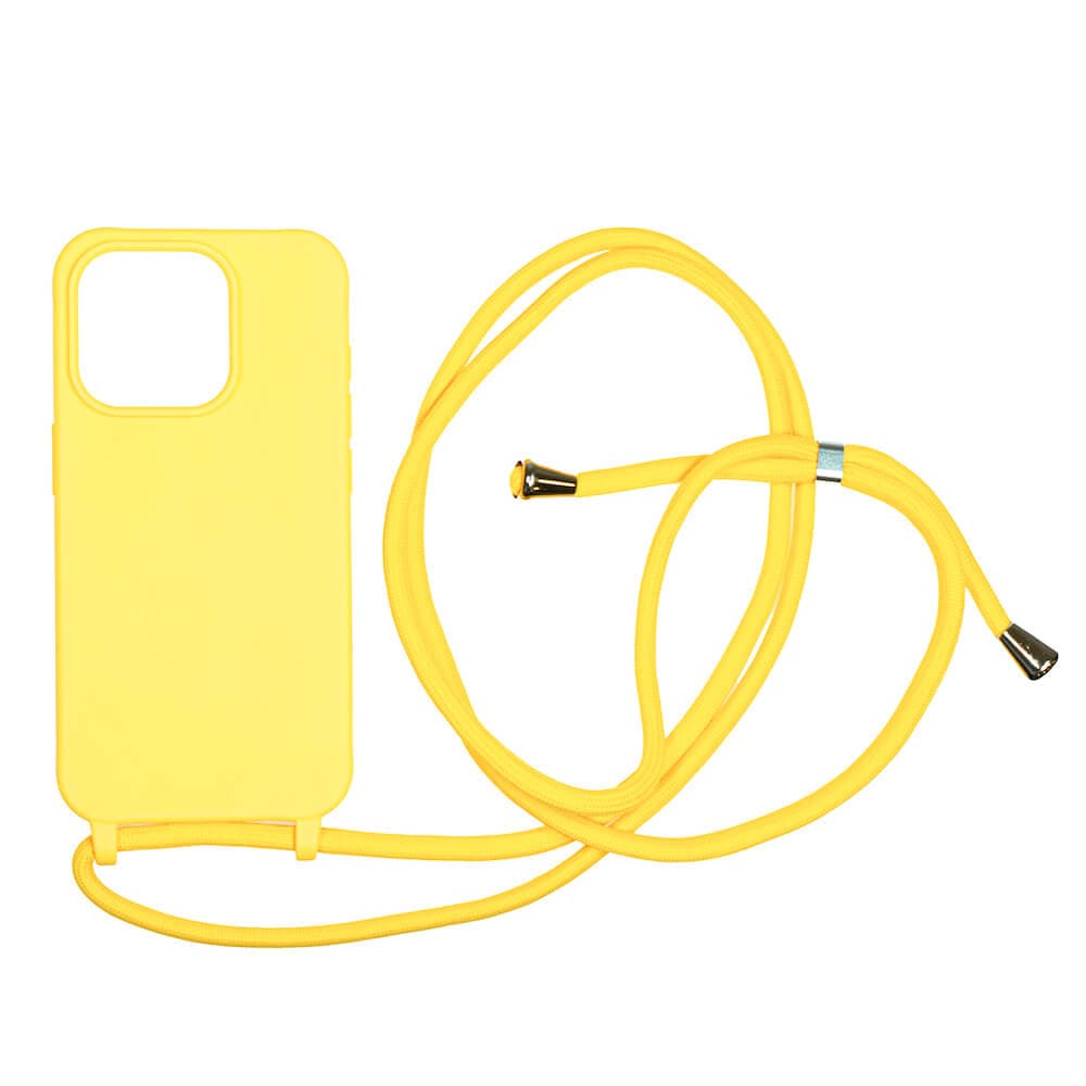 Силиконов (TPU) калъф с връзка за носене за iPhone 15 Pro - Mobile Origin Lanyard Silicone Case (жълт)