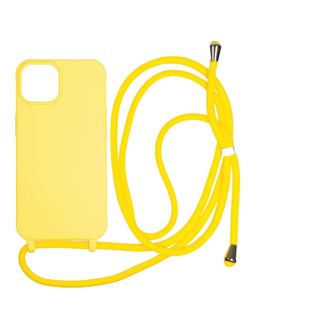 Силиконов (TPU) калъф с връзка за носене за iPhone 14 - Mobile Origin Lanyard Silicone Case (жълт)