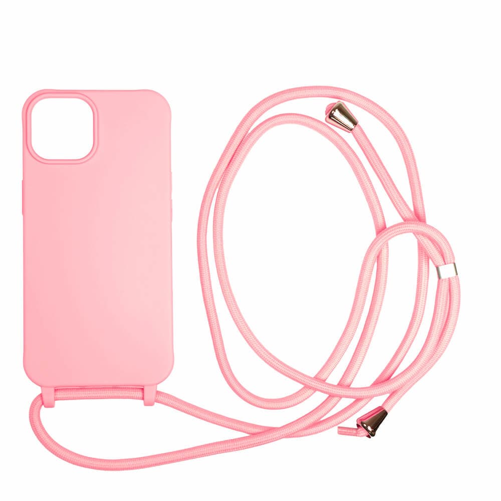 Силиконов (TPU) калъф с връзка за носене за iPhone 14 - Mobile Origin Lanyard Silicone Case (розов)