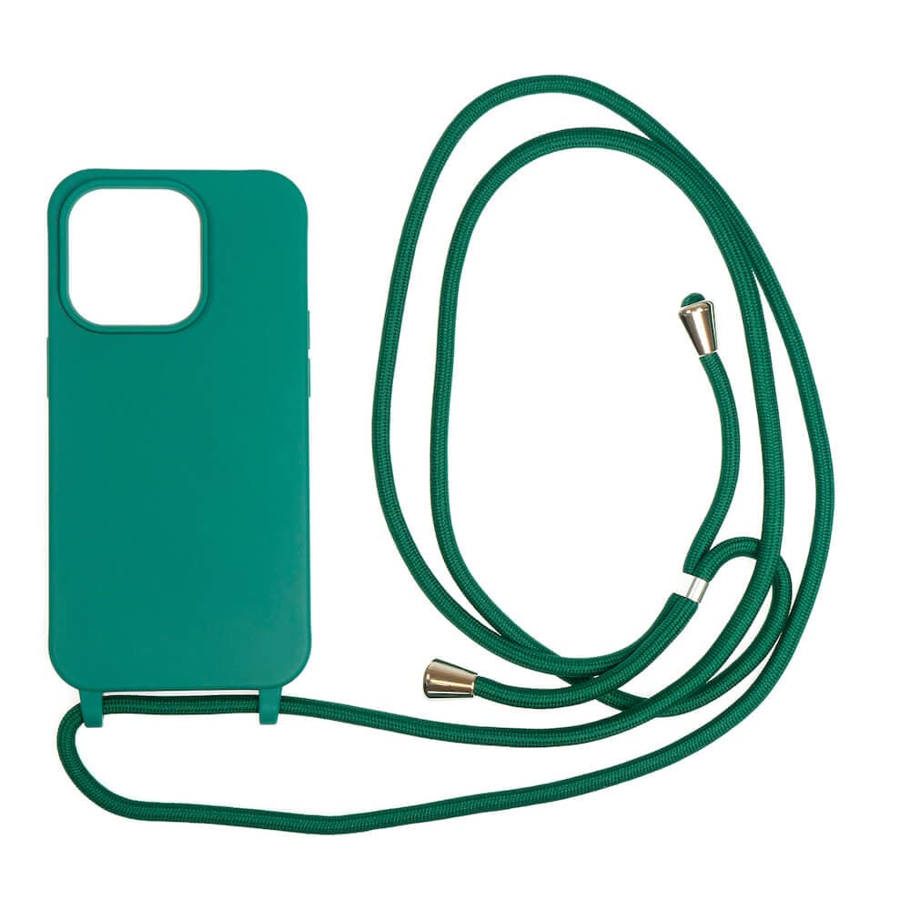 Силиконов (TPU) калъф с връзка за носене за iPhone 14 Pro - Mobile Origin Lanyard Silicone Case (тъмнозелен)