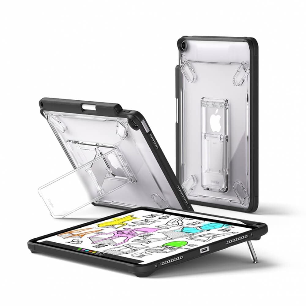 Удароустойчив хибриден кейс с поставка за iPad Air 13 (2024), iPad Air 13 (2025) - Ringke Fusion Sketch Case (черен-прозрачен)