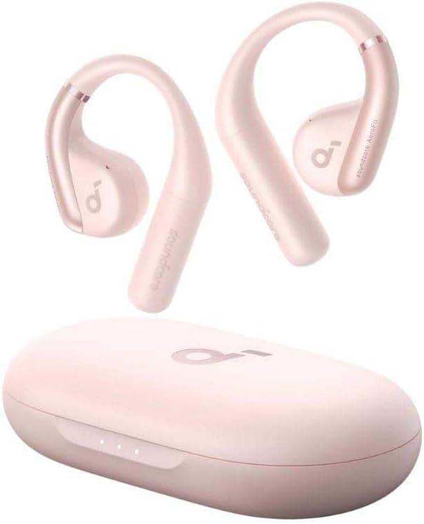 Спортни блутут TWS слушалки с кейс за зареждане - Anker SoundCore AeroFit TWS Earbuds (розов)