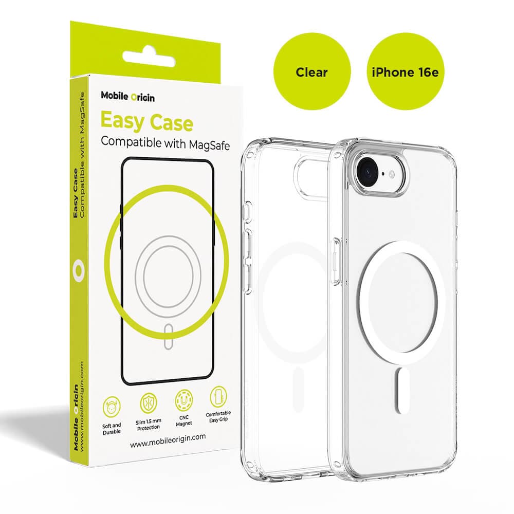 Хибриден кейс с най-висока степен на защита с MagSafe за iPhone 16e - Mobile Origin Easy Hybrid MagSafe Case (прозрачен)