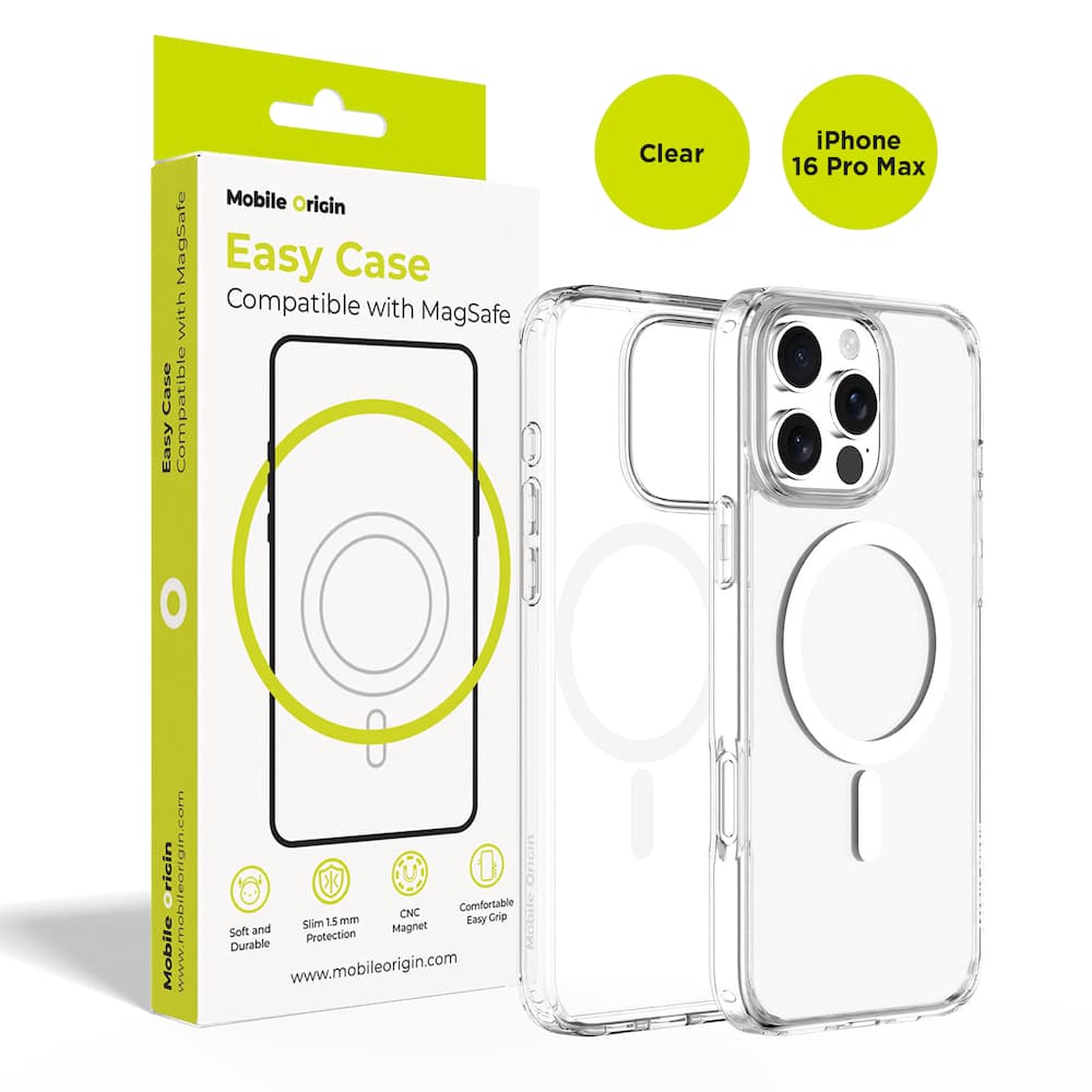 Хибриден кейс с най-висока степен на защита с MagSafe за iPhone 16 Pro Max - Mobile Origin Easy Hybrid MagSafe Case (прозрачен)