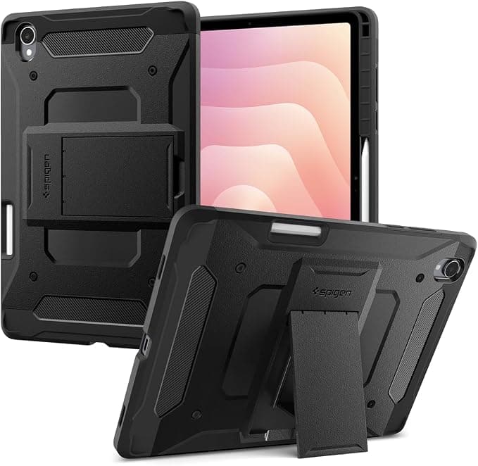 Хибриден кейс с най-висока степен на защита за Samsung Galaxy Tab S11 - Spigen Tough Armor Pro Case (черен)