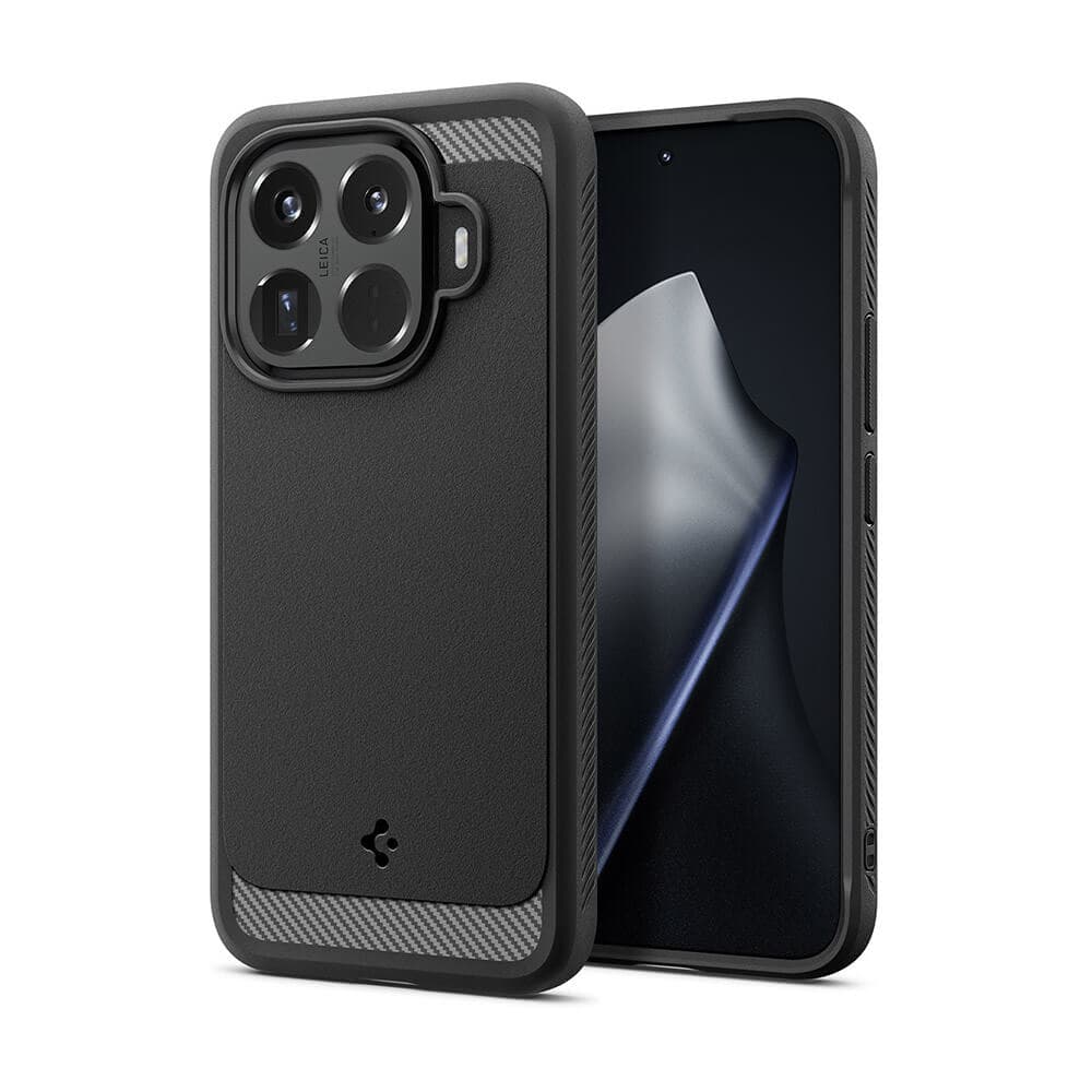 Тънък качествен силиконов (TPU) калъф за Xiaomi 15T Pro - Spigen Rugged Armor Case (черен)