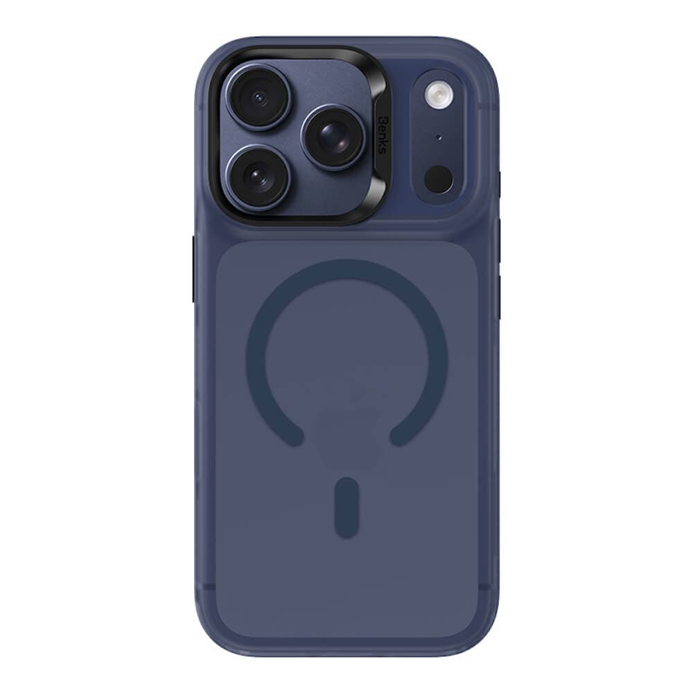 Хибриден удароустойчив кейс с MagSafe за iPhone 17 Pro - Benks Magnetic Lucid Armor Camera Control Case (син)