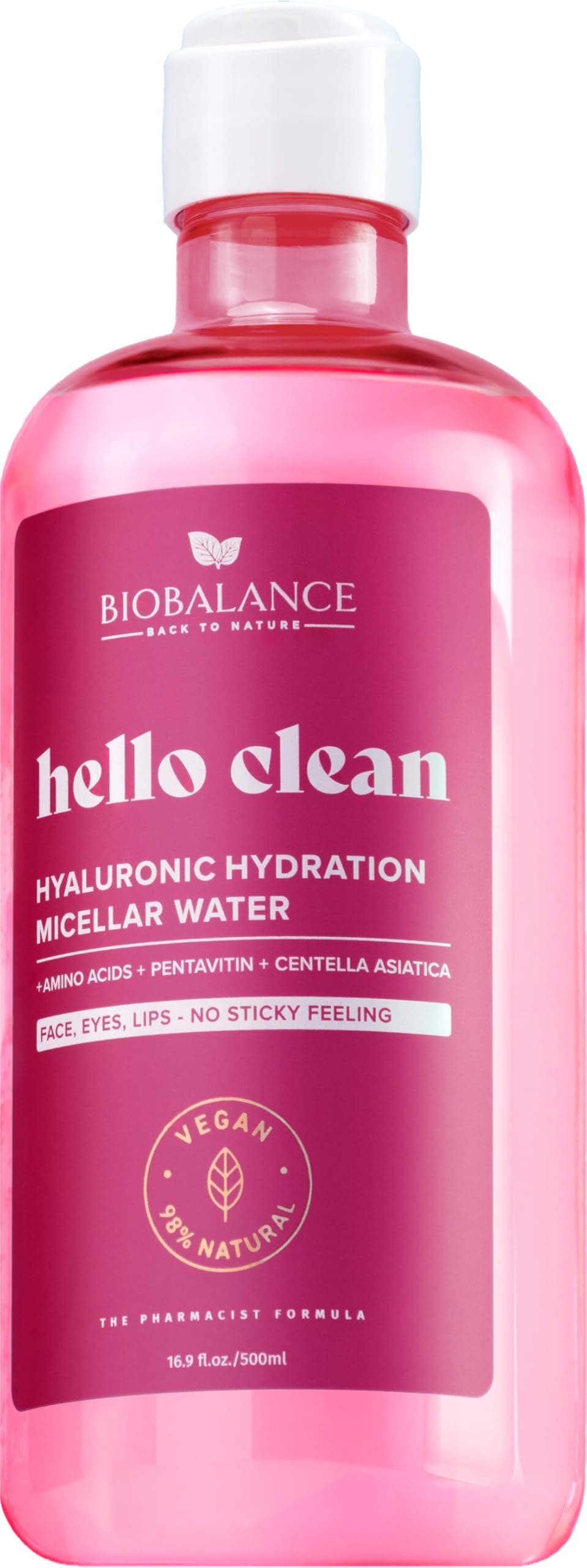BIOBALANCE HELLO CLEAN МИЦЕЛАРНА ВОДА HYALURONIC HYDRATION 500ml / 9.353 /