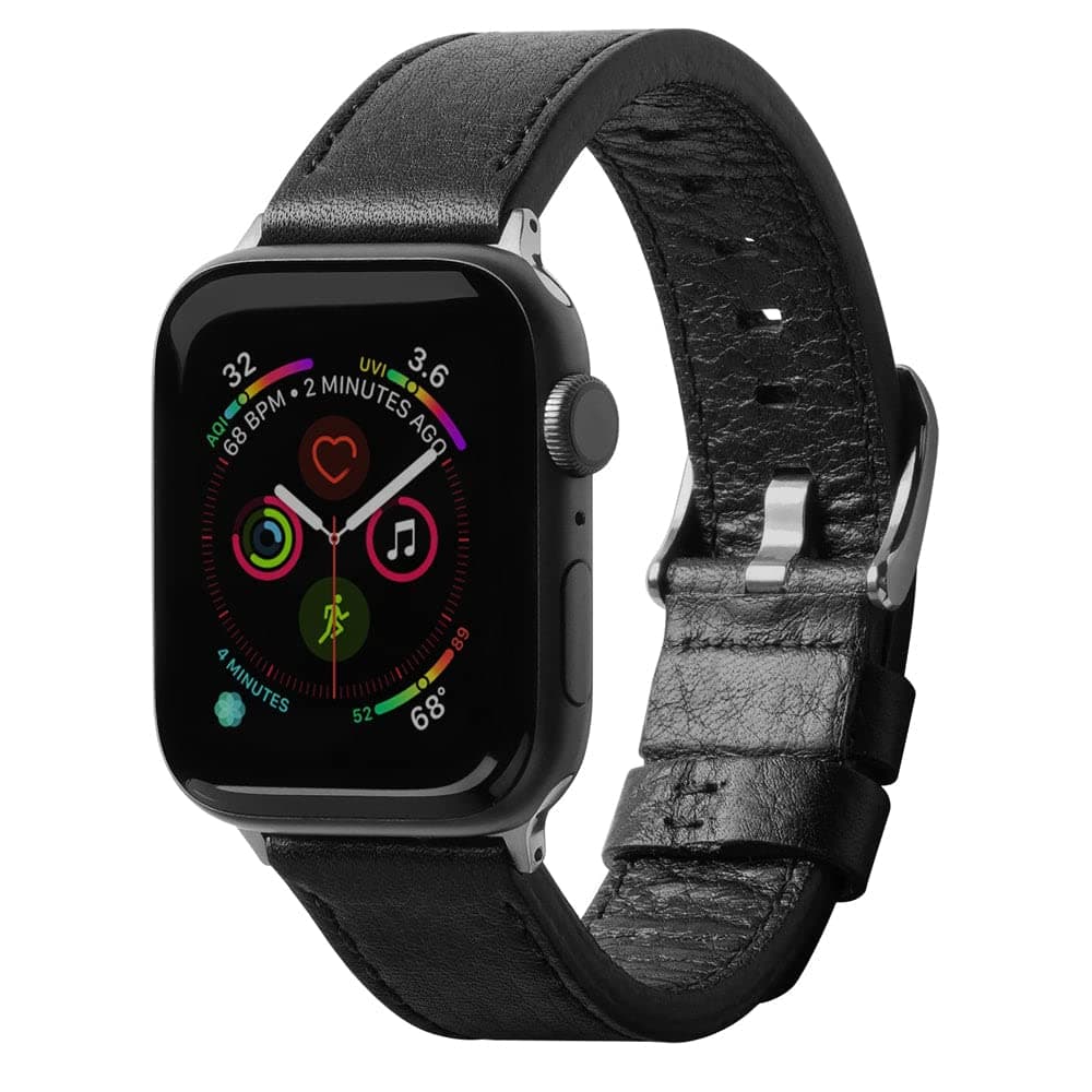 Кожена (естествена кожа) каишка за Apple Watch 42мм, 44мм, 45мм, 46мм, Ultra 49мм - Ringke Leather One Classic Band (черен)