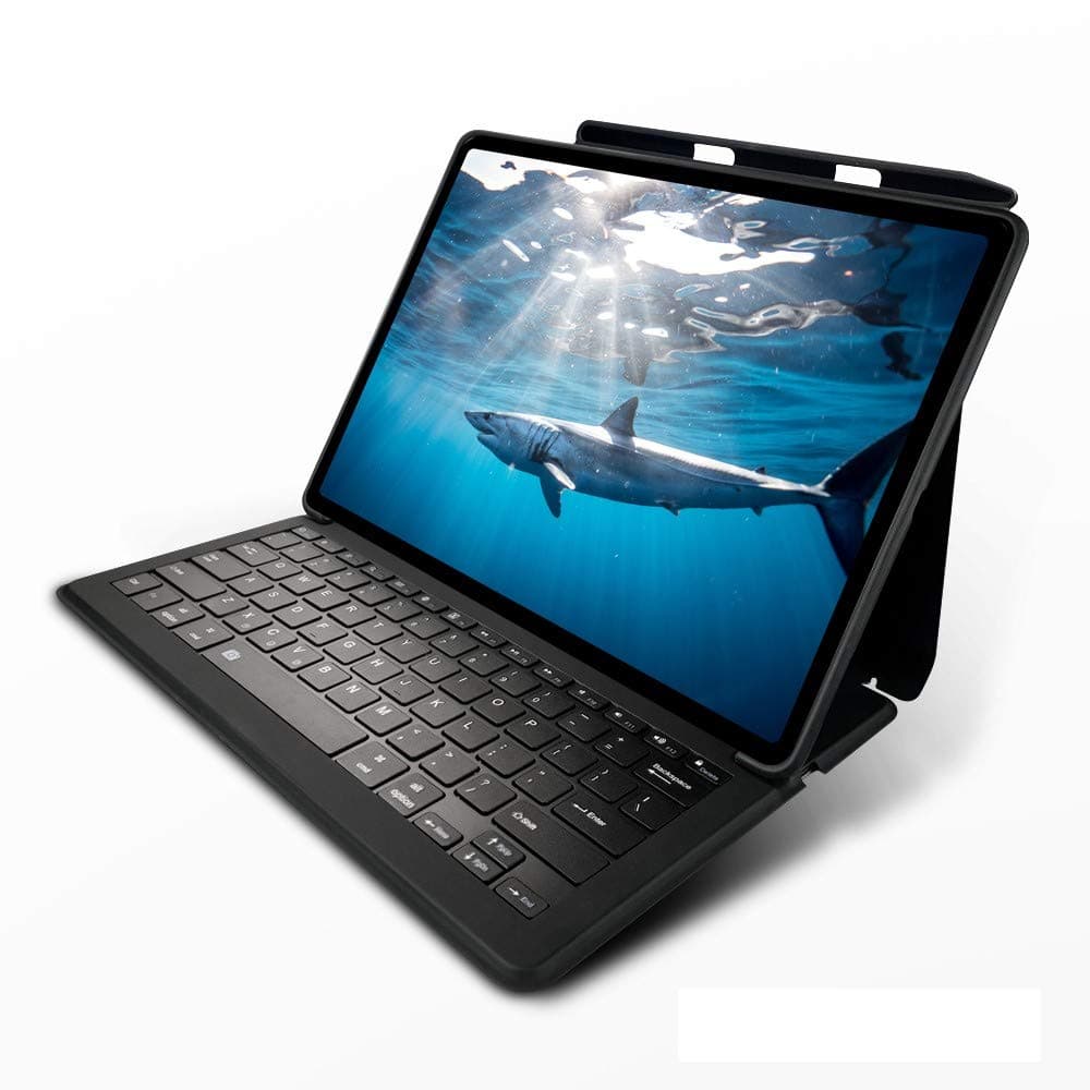 Безжична клавиатура, кейс и поставка за iPad 7 (2019) - Mako Go Type Qwerty Rugged Keyboard Case (черен)