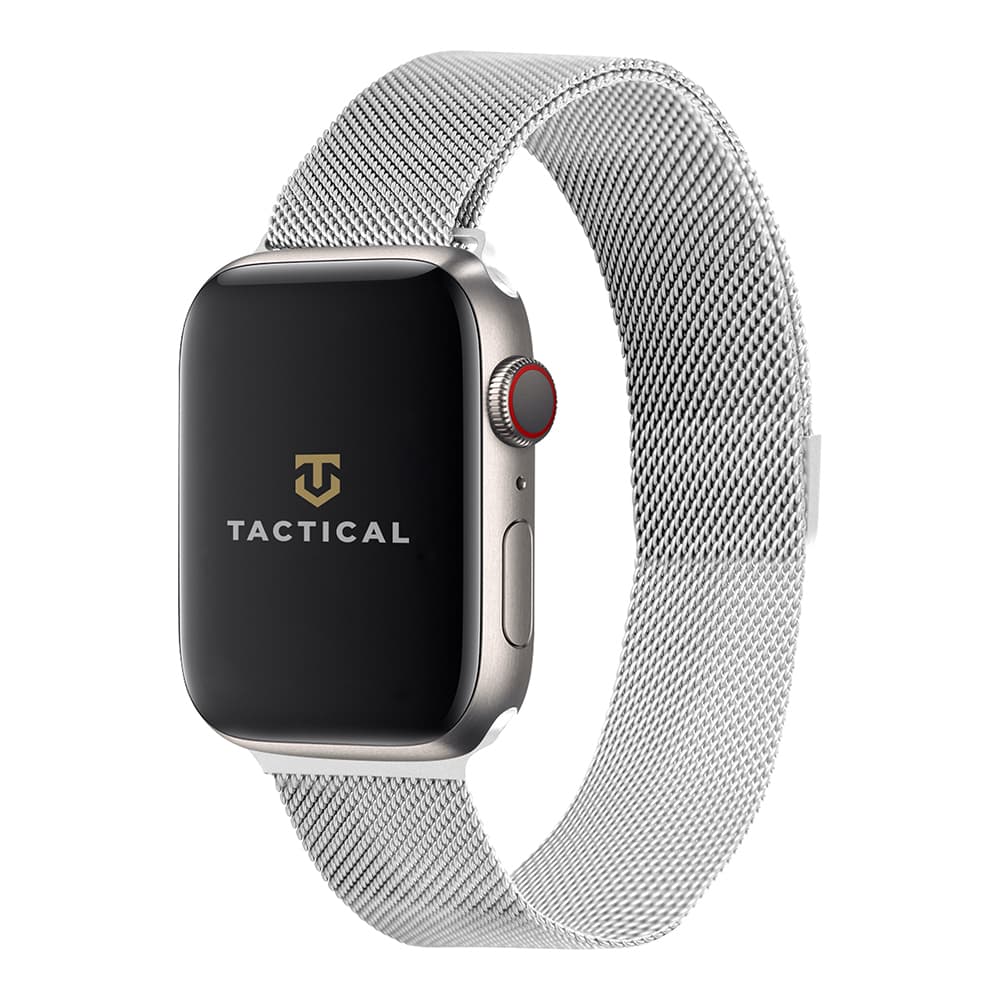 Стоманена, неръждаема каишка за Apple Watch 42мм, 44мм, 45мм, 46мм, Ultra, Ultra 2 49мм - Tactical 344 Milanese Loop Magnetic Stainless Steel Band (сребрист)