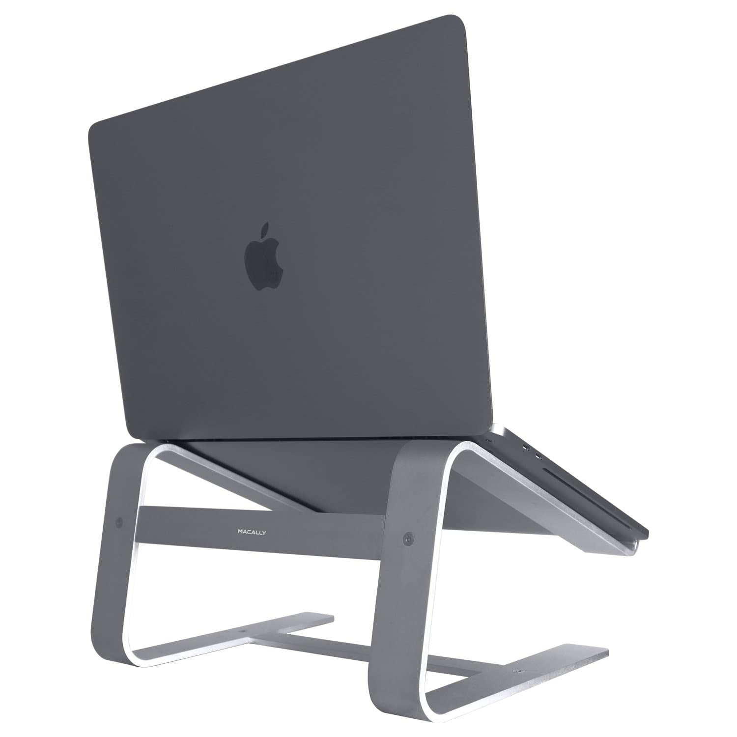 Поставка за лаптоп Macally Aluminium Laptop Stand Grey, до 15.6" (39.62 cm), алуминиева, повдига се до 15 см височина, тъмносива