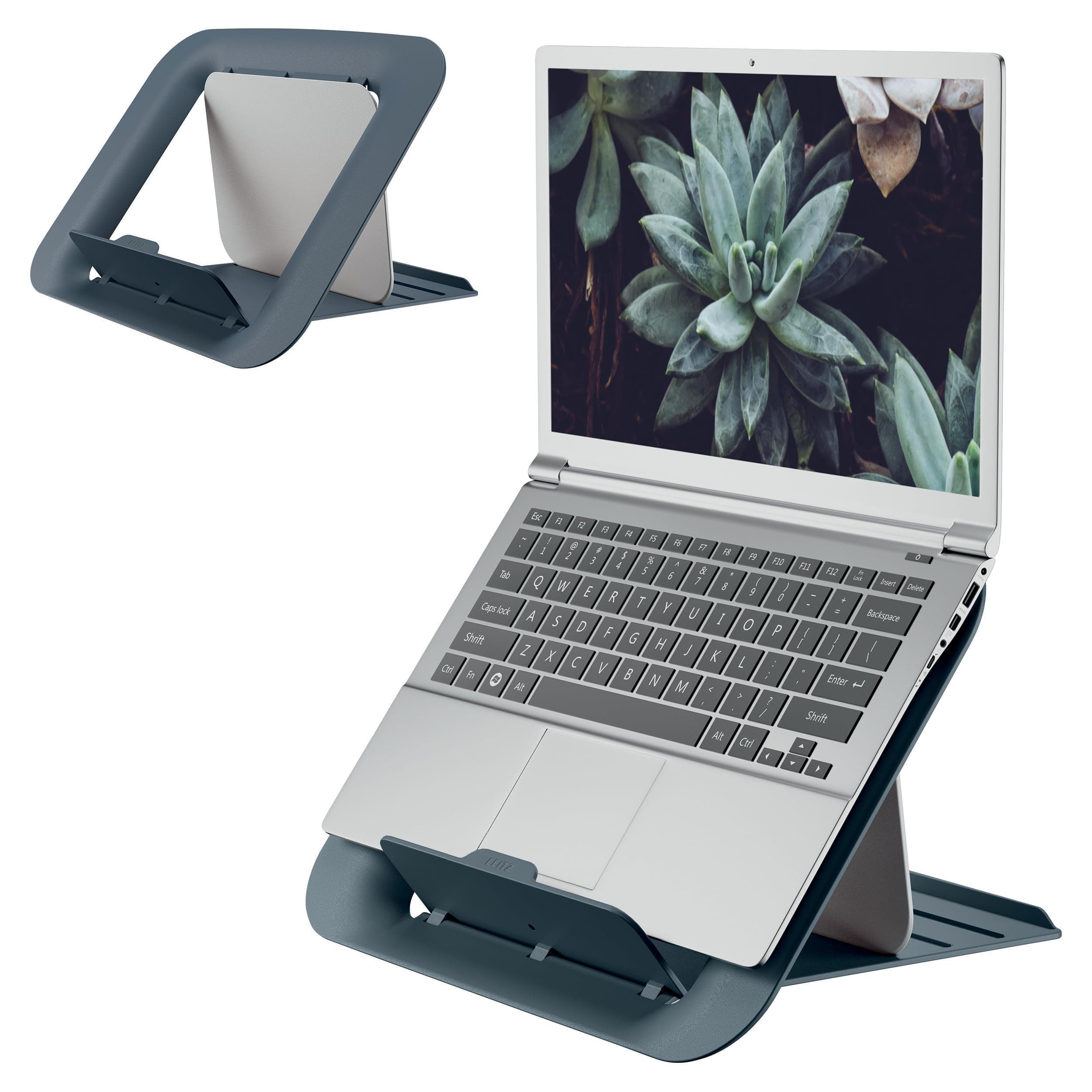 Поставка за лаптоп Leitz Еrgo Cosy, до 17" (43.18 cm), 4 нива на регулиране на височината, сива