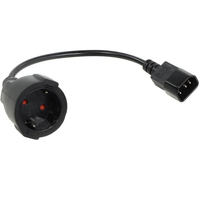 Захранващ кабел VCom CE002-CU1, от Schuko(ж) към IEC60320 C14(м), 0.2m, черен