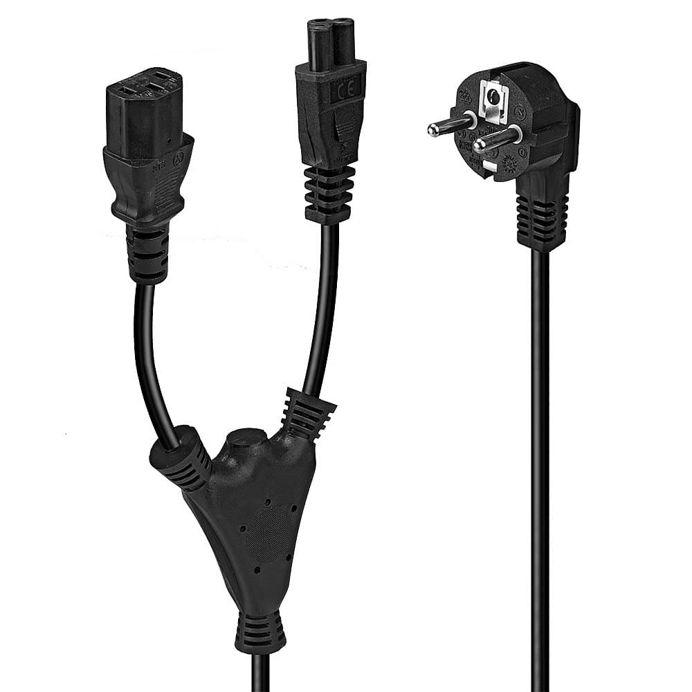 Захранващ кабел Lindy 30047, от Schuko(м) към към 1 x C13/C5(м), 2m