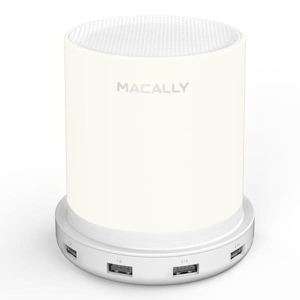 Настолна LED лампа с 4 х USB-A изхода за зареждане на мобилни устройства - Macally Table Lamp