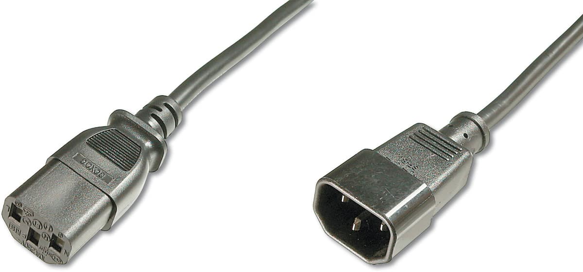 Захранващ кабел Assmann AK-440201-050-S, от IEC C14(м) към IEC C13(ж), 5m, черен