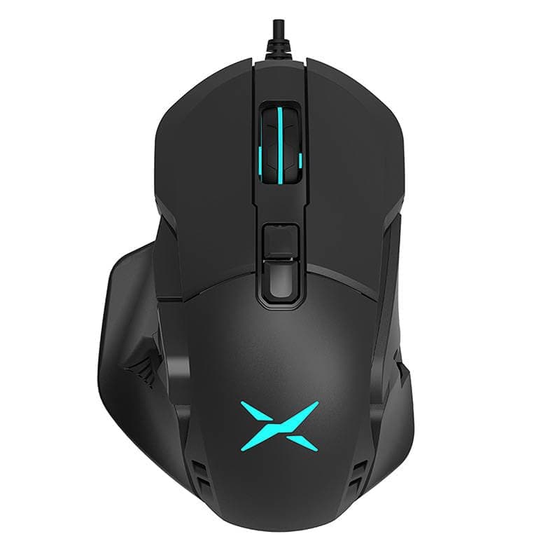 Мишка Delux M629BU PMW3389, оптична (16 000 dpi), 7 бутона, RGB подсветка, USB, черна