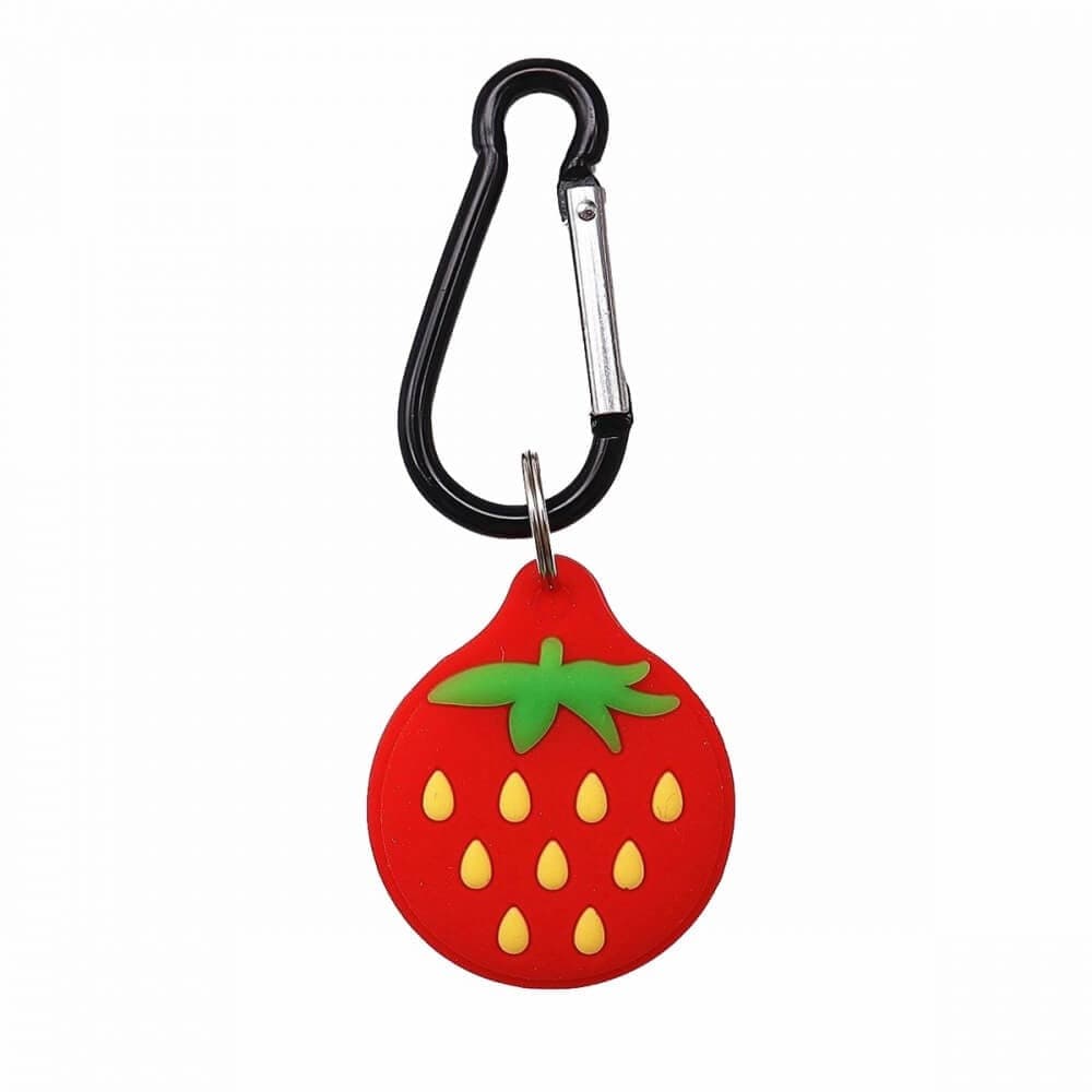 Кейс Loco Cartoon Strawberry (Loco LOC015STR), за Apple AirTag, червен, с карабинер