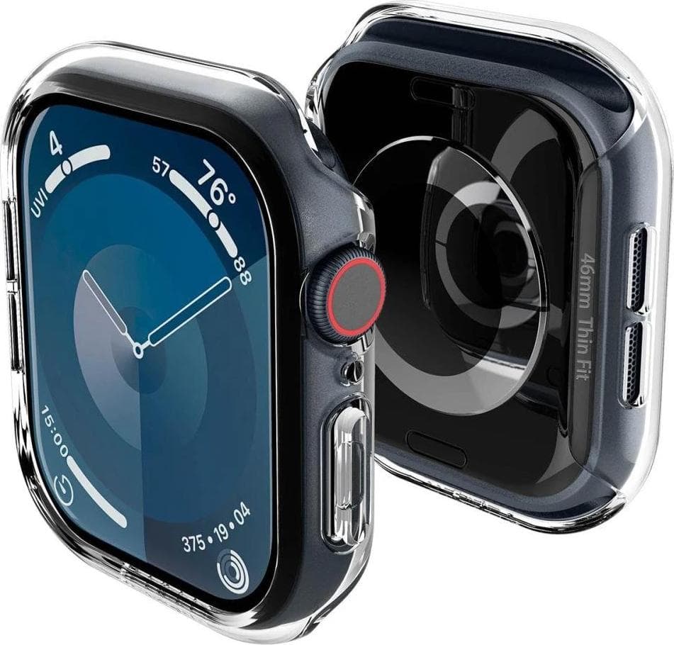 Качествен твърд кейс за Apple Watch 10 46мм (2024) - Spigen Thin Fit Case (прозрачен)