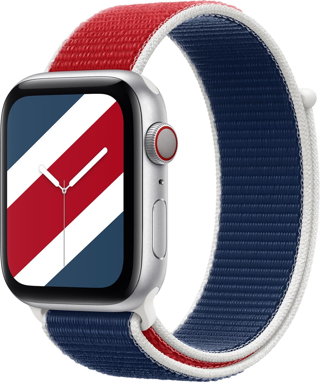 Оригинална текстилна каишка за Apple Watch 42мм, 44мм, 45мм, 46мм, Ultra, Ultra 2 49мм - Apple Great Britain Sport Loop (червен-син)